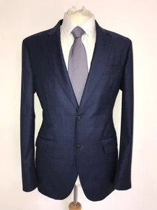 HACKETT - Mens Slim Fit BLUE Checked WOOL SUIT - 40 Reg - W34 L32 - BEAUTIFUL - Picture 1 of 11
