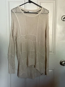 Volcom Make U Mine Ivory Sweater Women's Sz M Long Sleeve High Low Hem EUC - Picture 1 of 7