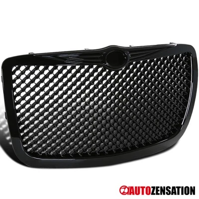 Fit 2004-2010 Chrysler 300 300C Glossy Black Mesh Front Bumper Hood Grill Grille Foto 1 de 4