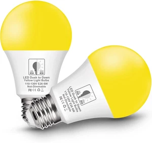 Dusk to Dawn LED Yellow Bug Light Bulb, 6W(40W Equivalent) Yellow Bug Light Bulb - Picture 1 of 9