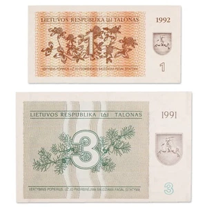 Lituanie - LOT 2 billets 1 et 3 talonas 1991 - 1992 pr.NEUFS (UNC) P.39 - P.33b - Imagen 1 de 2