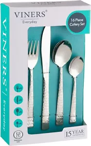 Viners Everyday Glisten 16 Piece 18/0 Silver Stainless Steel Cutlery Set  - Picture 1 of 8