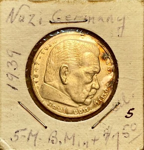 Silbermünze 1936 OR 1939 Drittes Reich 2.WK Deutsche 5 Reichsmark Hindenburg - Bild 1 von 4
