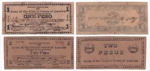 1 & 2 Pesos Philippine Free Negros US ARMY Military WW2 Banknote #S711A & S7115 - Picture 1 of 4