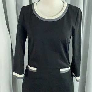 Boden Dress Womens 6 Black Gray White Trim Gloria Ponte Knit 60s 70s Retro - Picture 1 of 12
