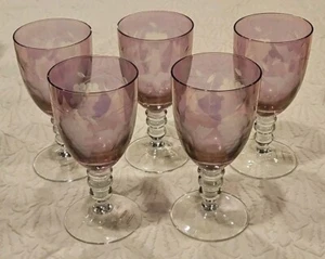 (5) Romania Milano Luminescence Mouth Blown Purple Wine Goblets 6" NWTS - Picture 1 of 4