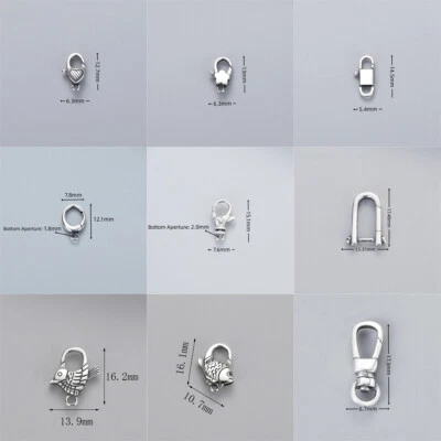 Double Lobster Claw Clasp Snap Bracelet Pendant Connector S925 Sterling Silver - image 1 of 4