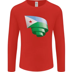 Rizado Djibouti Bandera Djiboutians Día Fútbol Hombre Manga Larga Camiseta - Imagen 1 de 43