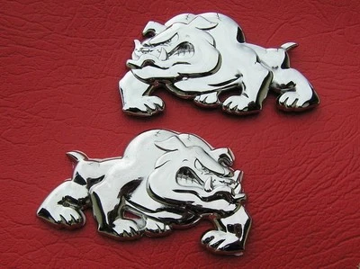 BULLDOG EMBLEM FENDER PAIR May Suit MACK TRUCK Chrome Metal *NEW & UNIQUE!* - Image 1 of 2