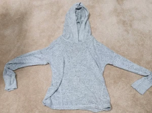 Girls' Long Sleeve Lightweight Stretch Hooded Seamless Pullover T-Shirt Gray S - Picture 1 of 2