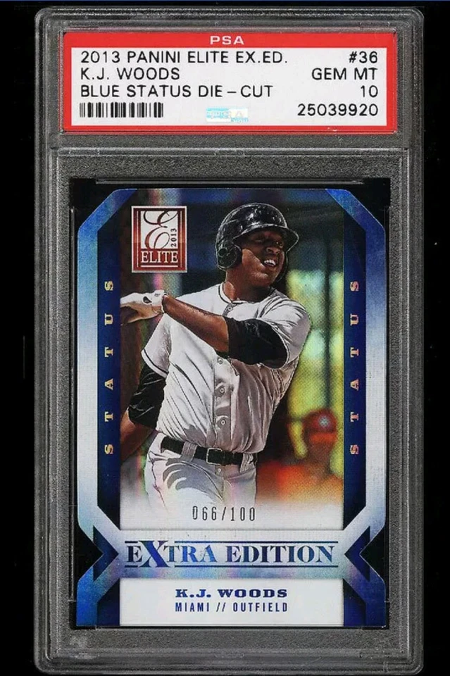 2013 Elite Extra Status Blue Die-Cut K.J. Woods ROOKIE RC /100 #36 PSA 10 POP /1 - Image 1 of 1