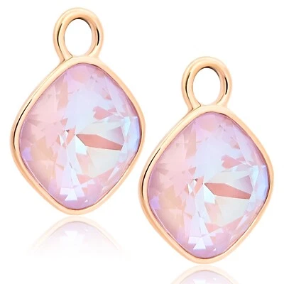 Rosegold Charm Anhänger 2 Stück 925 Sterling Silber Violett Markenkristalle N... - Bild 1 von 4