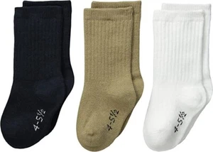 Trimfit Boys' Big 3-Pack Cotton Crew Socks, Navy/White/Chino Small - Picture 1 of 1