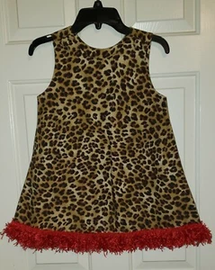 Girls Boutique Dress Leopard Red Tassel Hem 6x Hollywood Animal print Cowgirl - Picture 1 of 10