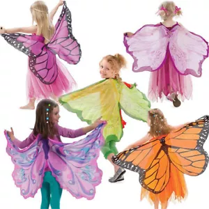 Kids Girl Fairy Butterfly Wings Costume Children Princess Shawl Cape Cloak Deco⊰ - Picture 1 of 12