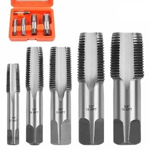 5 pcs HSS NPT Pipe Thread Tap Set 1/8" 1/4" 3/8" 1/2" 3/4" Heavy Duty Taper Plug - Picture 1 of 6