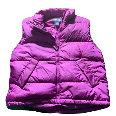 Chaleco Lands End Plumón de Ganso Mujer MEDIANO Púrpura Cremallera Completa Bolsillos Abombados Cincha Foto 1 de 4