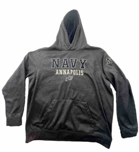 Vintage Navy Annapolis Hoodie Embroidered Sleeve Size 3XL Pullover Sweatshirt - Picture 1 of 9