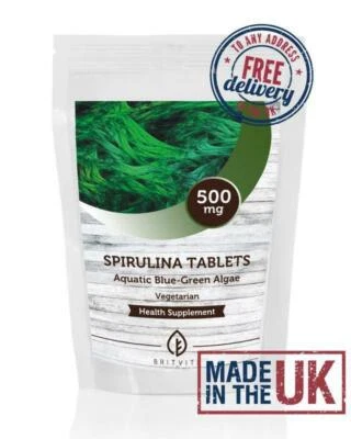 Spirulina 500mg Whole Algae Tablets BritVits GB