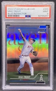 🔥 Mike Trout 2022 Stadium Club Chrome Blue Refractor Low POP /199 PSA 9 🔥 - Picture 1 of 2