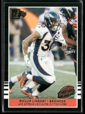 2019 Donruss Phillip Lindsay H-17 Highlights Denver Broncos - Image 1 of 2