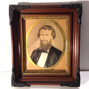 Antique EASTLAKE 1880’s Deep Well Hard Wood Frame Cast Iron Corners RARE - Picture 1 of 16