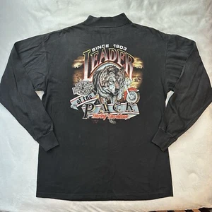 Vintage 1990 Harley Davidson 3D EMBLEM Mock Neck LS Shirt Leader of Pack XL Rare - Bild 1 von 7