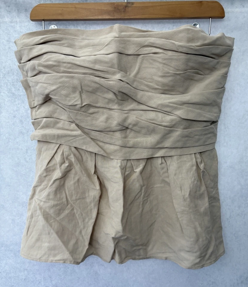 Top corto sin mangas de seda beige con bandas talla S para mujer’s Foto 1 de 4