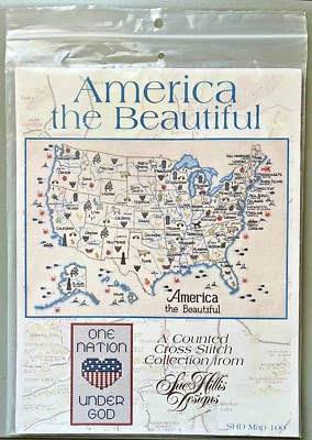 Sue Hillis Designs AMERICA THE BEAUTIFUL Map & Capitols Counted Cross Stitch - Image 1 of 3