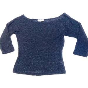 CACHE Mesh Knit Light weight Sweater Black sz L Off the Shoulder Neck - Picture 1 of 7