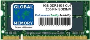 1GB DDR2 533MHz PC2-4200 200-PIN SODIMM MEMORY RAM FOR LAPTOPS/NETBOOKS - Picture 1 of 1