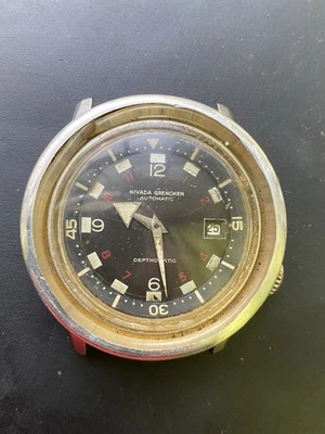 Rare Vintage Nivada Grenchen Depthomatic Diver Super Compressor For Parts READ - Image 1 of 4