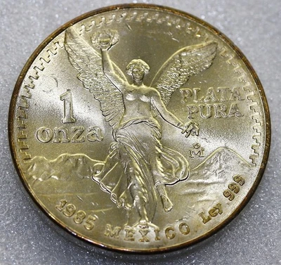 1985 Mo Mexico Libertad Onza Plata Pura - 1 troy oz .999 Fine Silver Coin BU - Image 1 of 2