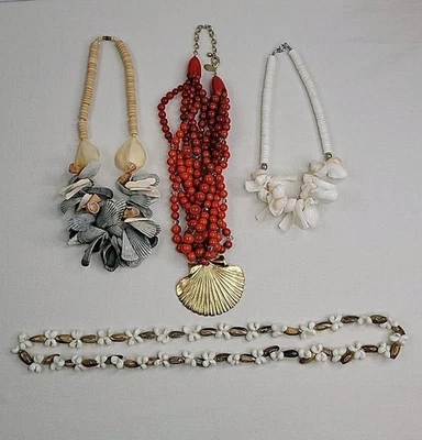 Lote de 4 Collares de Diseñador Chico's Moda Disfraz Concha Seashell Cuentas Foto 1 de 4