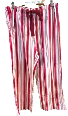 Gap NWT Women's Pajama Pants Sz XL Pink White Stripe Flannel Loungewear Cozycore - Image 1 of 4