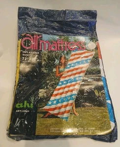 Colchón de aire inflable de colección Ahi piscina flotador rojo blanco azul 72"x27" inflado 1546 - Imagen 1 de 8