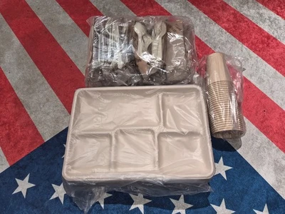 orig.US Army Flatware Set,Einweg Tablett,Besteck,Pappbecher,Camping,Humvee,HMMWV - Bild 1 von 4