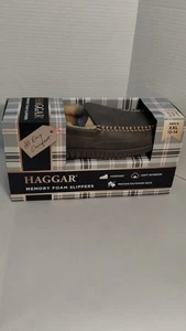 Neu mit Etikett Herren Haggar grau/braun Memory Foam Hausschuhe, Größe 13-14 - Bild 1 von 12