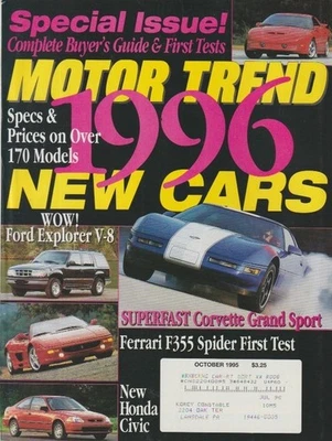 Motor Trend Specs & Prices 1996 New Cars Ferrari F355 Spider October 1995 KL5978 - Image 1 of 4