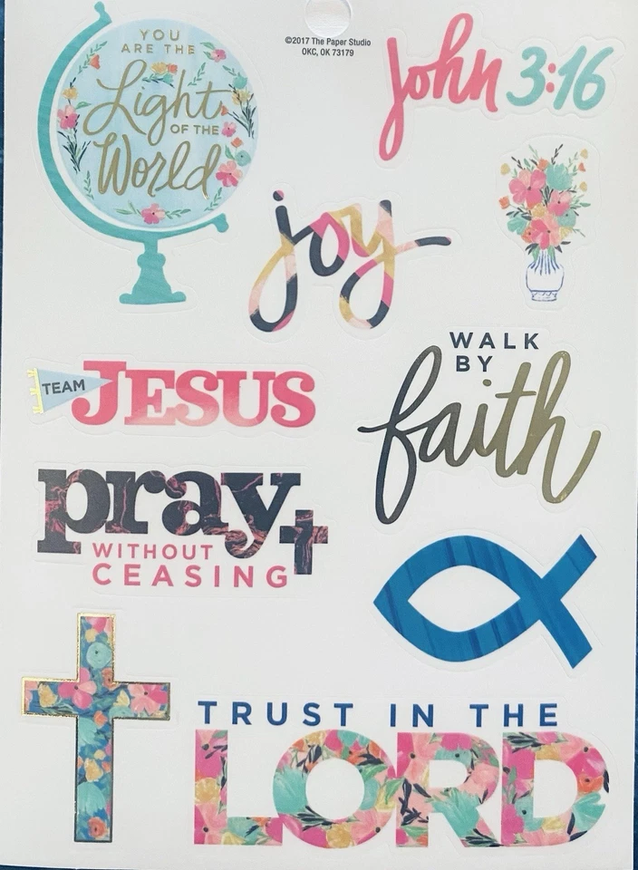 Religious Trust In The Lord John 3:16 Faith Phrase Foiled Scrapbook Stickers - Image 1 of 1