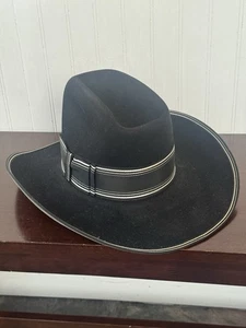 Sombrero occidental Resistol diligencia vintage años 70 fieltro negro para hombre talla 7 ¡BONITO! - Imagen 1 de 12