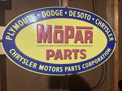 老式 MOPAR 零件金属标志 道奇 PLYMOUTH DESOTO 克莱斯勒经销商销售 — 第 1/3 张图片