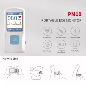 CONTEC PM10 Macchina ECG Portatile ECG Monitor battito cardiaco USB+ Bluetooth, spedizione USA - Foto 1 di 9