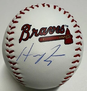 Atlanta Braves Austin Riley Signed Logo Baseball Beckett BAS witnessed Holo - Picture 1 of 4