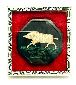 Japanese Ink Stick Calligraphy Tool Vtg Zodiac Pig Daikichi Good Lucky Painting - Picture 1 of 10