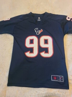 NFL Team Apparel #99 JJ Watt Texans Jersey Navy Blue Youth L 14/16 Boys Fan Gear - Image 1 of 4