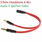 3.5mm Audio Y Splitter Cable Lead Adapter for Mic Microphone Headphone Headset