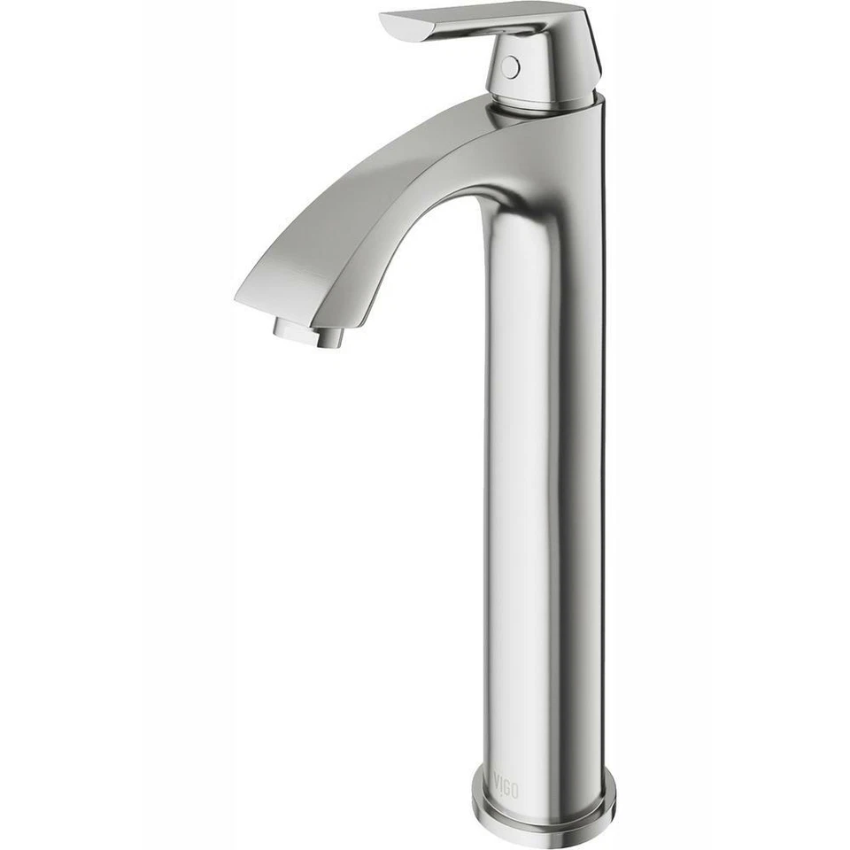 Vigo Brushed Nickel Linus Single Hole Vessel Bathroom Faucet VG03013BN