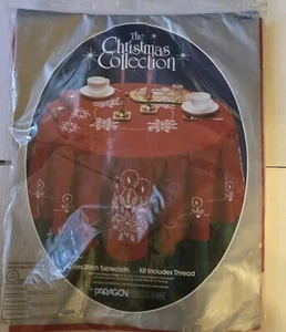 Paragon Tablecloth Cross Stitch Kit Round Red 6954 Candlelight New 1984 - Picture 1 of 7