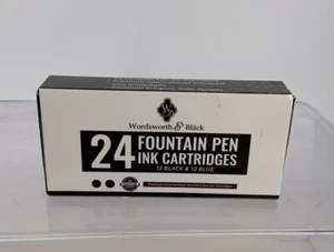 24 Pack Fountain Pen Ink Refills - SET OF 12 BLACK and 12 BLUE Ink - Picture 1 of 4